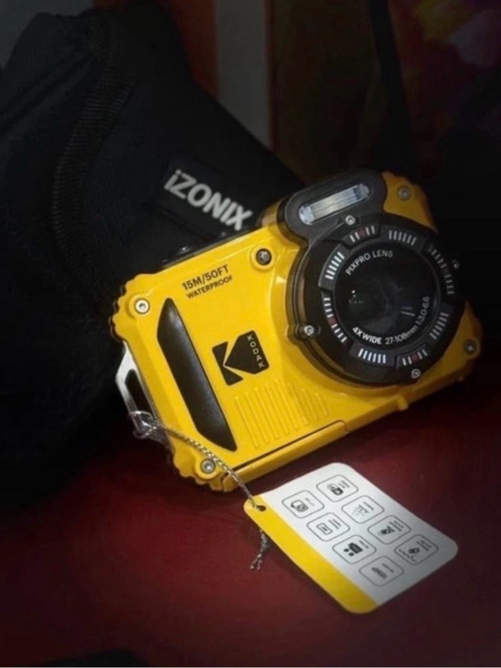 Kodak Yellow Waterproof Action Camera with Black Lens Trim